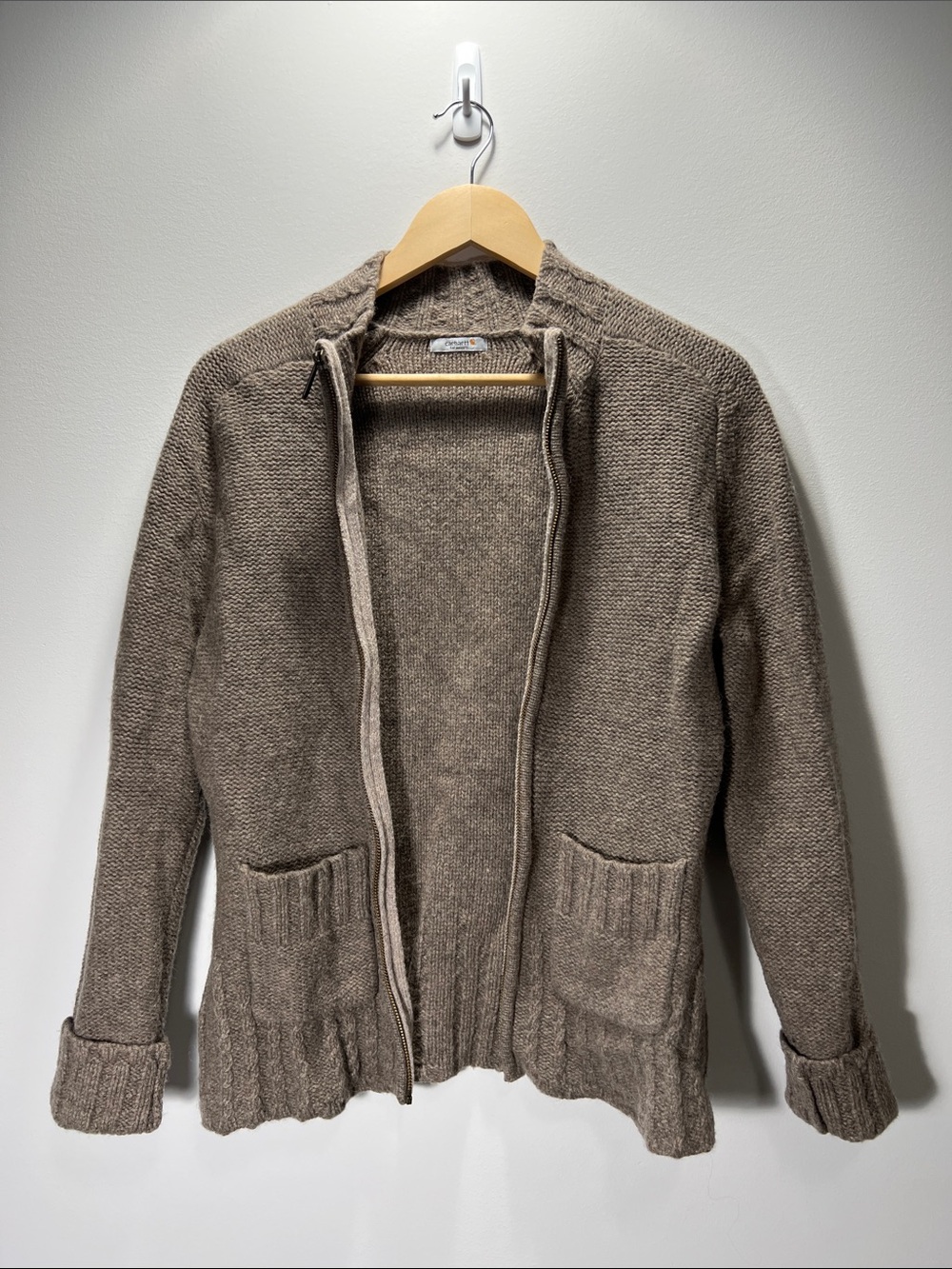 Carhartt Women’s Full Zip Sweater in Taupe Brown - Medium